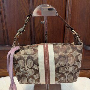 Coach Y2K Mini Bag Brown Signature w/ Brown Suede, Brown Leather B06K-40002
